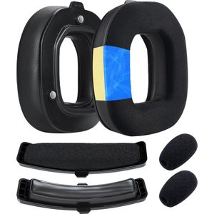 A50 Gen 4 Mod Kit – Vervangende Oorkussens, Hoofdband en Microfoon Schuim voor Logitech G Astro A50 Gen 4 Hoofdtelefoon van MMOBIEL - Cooling Gel Oorkussens – Proteïne PU en Velours Hoofdband – Zwart