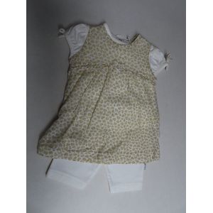 Ensemble - Meisje - Jurk+ T shirt + legging - Wit , beige - Hartjes - 1 maand 56