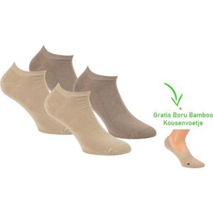 Bamboo sneaker sok - Naadloos - Anti zweet sokken - Heren en Dames - 4 paar - 1 paar bamboo kousenvoetjes cadeau - Beige - 36/40