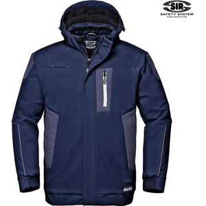 DOLPHIN JACKET Werkjas Donkerblauw Softshelljas - Polyester/Spandex TPU-membraan Ripstop stretch Waterafstotende ritsen Afneembare capuchon Ventilatieopeningen Reflecterende details