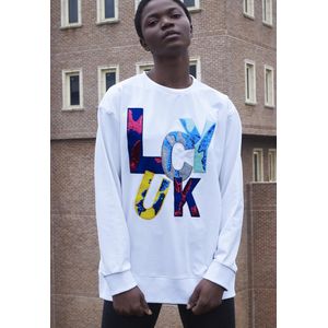 SCR. Ilona - Dames Trui - Oversized Sweater met Print - Lucky - Wit - One Size