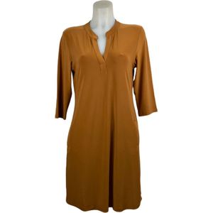 Angelle Milan – Travelkleding voor dames – Cognac Effen Jurk – Ademend – Kreukherstellend – Duurzame jurk - In 5 maten - Maat M
