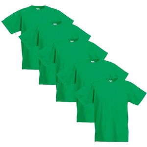 5 Fruit of the Loom Original Kids T-shirt 5 stuks groen maat 116