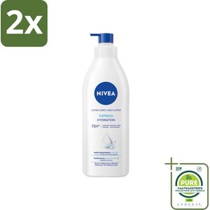 Nivea - Express - Bodylotion met Pomp - Voor Normale tot Droge Huid - 72 uur Hydratatie - 400 ml - Voordeelverpakking - 2 stuks - Nivea bodylotion - Hydraterende bodylotion