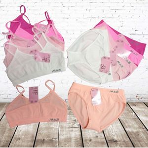 Meisjes ondergoed set bh top met slip zachte kleuren 6 sets -s&C-2/4-Ondergoed sets