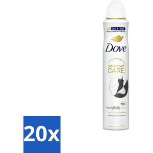 20 x Dove Deodorant Spray - Invisible Dry - 200 ml - Frisse Geur - Verzorgend Deodorant - Gevoelige Okselhuid - Vegan Deodorant