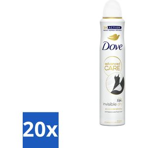 20 x Dove Deodorant Spray - Invisible Dry - 200 ml - Dove Deodorant Spray - Anti-transpirant - Zweetvermindering - Onzichtbare Bescherming - Geur