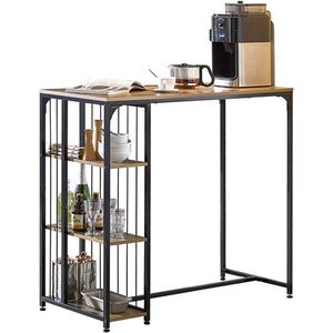 Moderne Bartafel - Keukentafel - Eettafel - Industrieel Design - Ruime opbergruimte met 3 planken - Stevig metalen frame - Krasbestendige vloerbeschermers - 115 cm x 107 cm x 50 cm - Vintage bruin of lichtgrijs opties