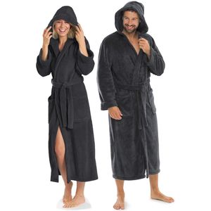 XS-XXXL badjas capuchon effen lange opgestikte zakken dames heren unisex microvezel knuffelfleece OEKO-TEX