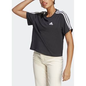 adidas Sportswear Essentials 3-Stripes Single Jersey Croptop - Dames - Zwart- L