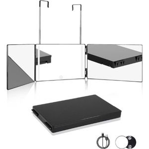 360 Graden Spiegel met Verlichting - Oplaadbare Make-up Spiegel - in Hoogte Verstelbaar en Opvouwbaar - 10x Vergrotingsspiegel