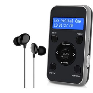 WNHB® Draagbare DAB en FM Radio met MP3 Speler - Digitale Sportradio met Alarm Klok en 20 Zendergeheugen - Zwart Grijs