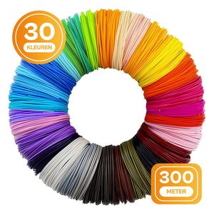 Golermo 3D Pen Filament Set – 30 Kleuren PLA Navullingen 300m – Compatibel met alle 3D Pennen – Glow in the Dark & Fluorescerend –