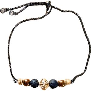 Armband Sita- lavasteen - koperkleur- kralen - Charme Bijoux