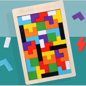 Montessori Speelgoed Tangram Vormen Puzzel - Houten Speelgoed Tetris Spel - Educatief Puzzel voor Ruimtelijk Inzicht