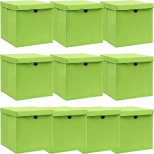 The Living Store Inklapbare Opbergbox - 32 x 32 x 32 cm - Groen - Nonwoven stof