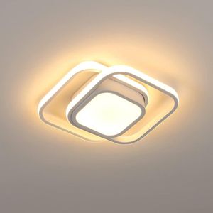 Goeco Plafondlampen - Vierkante - Aluminium en Acryl - Warm Licht - Witte - 24CM