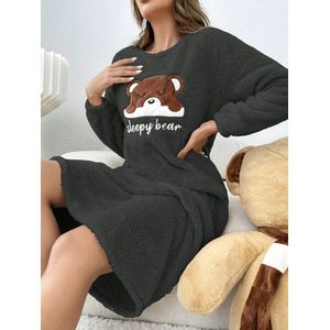 Nieuwe Dames Slaapjurk Lange Mouwen Maat L – Warme Herfst- en Winterstijl | Casual Midi Jurk voor Thuis | Comfortabele Dikke Nachtjurk, Pyjama Jurk, Huisjurk, Warme Nachtkleding