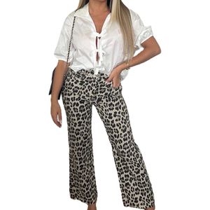 Dilena fashion Broek- jeans cotton katoen luipaard panter print