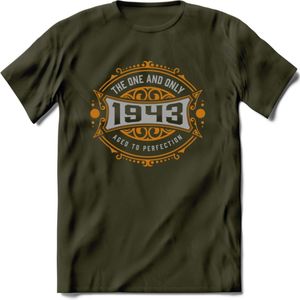 1943 The One And Only T-Shirt | Goud - Zilver | Grappig Verjaardag  En  Feest Cadeau | Dames - Heren | - Leger Groen - XXL