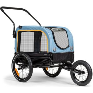 TOPMAST VARIO 2-in-1 Hondenaanhanger & Hondenbuggy Blauw Zwart - Fietsaanhanger voor honden- Fietskar voor honden
