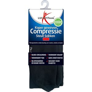 Lucovitaal Compressie Steun Sokken Zwart maat 42-47 6 paar