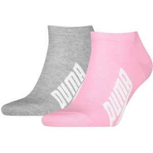 PUMA unisex 2P sneakersokken lifestyle logo roze & grijs