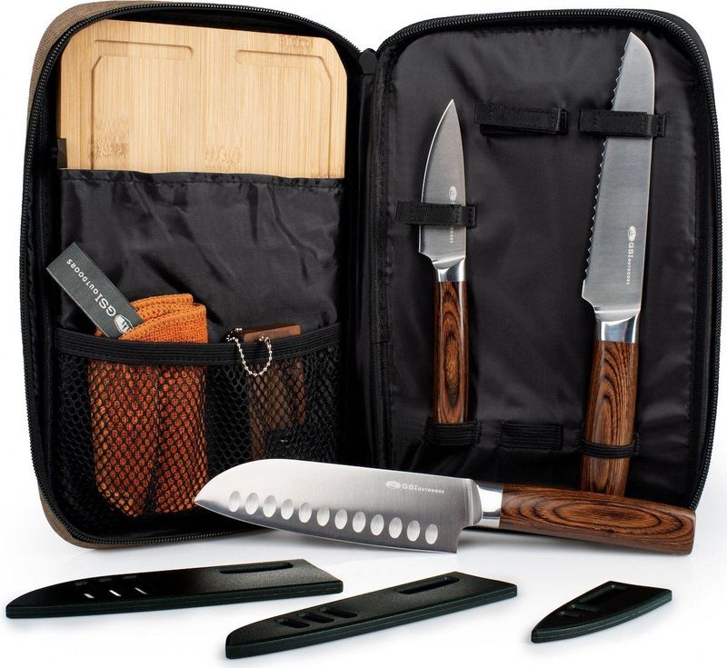 GSI - Rakau Knife Set - Santoku messen set - Snijplank - Messenslijper