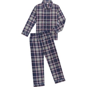La-V Flanel pyjama set voor jongen met geruit patroon Grijs-Navy : 152-158
