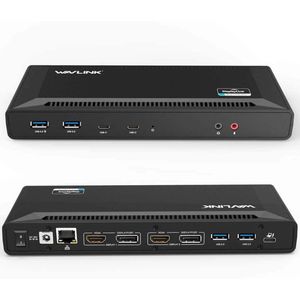 Wavlink Universal USB-C Docking Station - 2 x HDMI - 2 x Displayport - Ethernet - 4 x USB-A - Audio - 2 x USB-C - (45W/65W100W opladen) - Geschikt voor ALLE type Laptops en Macbooks