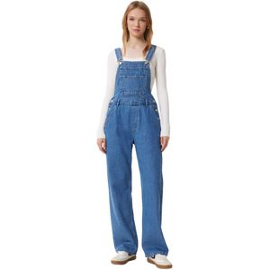 Happinessistanbul Dames Blauwe Denim Tuinman Jumpsuit Met Brede Zakken Ri00002