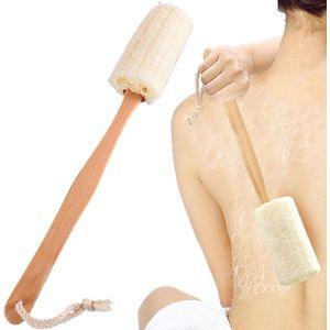 Natuurlijke Loofah - Peeling - Badrubrubber - 36 cm - Houten Handvat