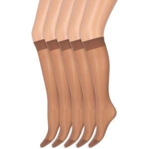 Kniekousen met soepele boord | Perfecte pasvorm | 20 denier | Merk: Marianne | Maat: One Size | Kleur: Muscat | 5 Paar