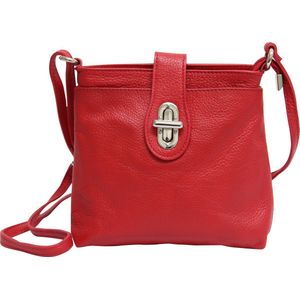 Italiaans echt lederen handtas schoudertas crossbody tas citybag crossover voor vrouwen GL007 Rood