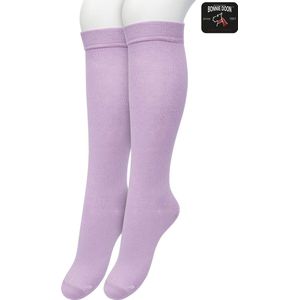 Bonnie Doon Kinder Kniekousen Lila maat 35/38 - 2 paar - Kinderkniekousen - 2-pack - Multipack - Uitstekend draagcomfort - Cotton Knee High - Zakt niet af - Effen - Kids Kousen - Kinderen - Licht Paars - Lichtpaars - Lavender Mist - OL8335022.261