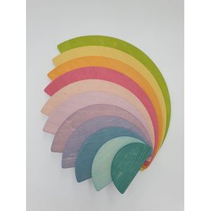 Houten regenboog schijven - Pastelkleuren - 11 stuks - Open einde speelgoed - Educatief montessori speelgoed - Grimms style