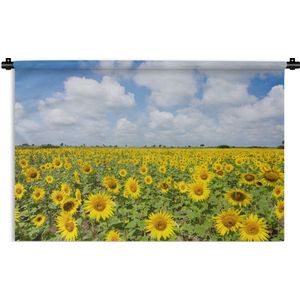 Wandkleed Bloemenvelden - Zonnebloemen veld fotoprint Wandkleed katoen 150x100 cm - Wandtapijt met foto