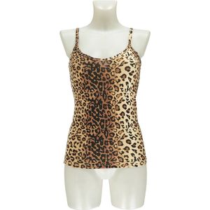 Apollo - Spaghetti top dames - Leopard design - Maat L/XL - Topjes dames - Carnavalskleding dames - Singlet dames carnval