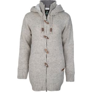 Gebreid Wollen Dames Vest van Schapenwol met Polyester Fleece voering en afneembare capuchon - SHAKALOHA - W Woodcord DLX Beige M