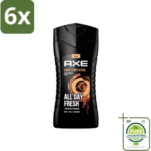 Axe - 3-in-1 Douchegel - Dark Temptation - Dark Chocolate - 250 ml - Voordeelverpakking - 6 stuks - Douchegel - Axe