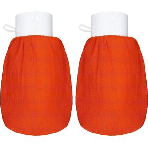 Body Exfoliating Handschoenen - Peeling Scrub Handschoen voor Dode Huid - Set van 2 - Oranje