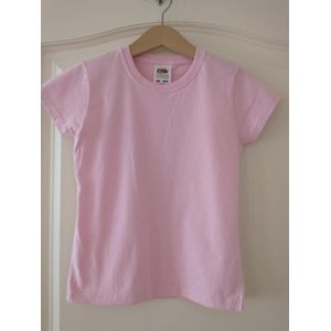 Meisjes T-shirt Linda effen lichtroze Maat 98/104
