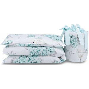 Miminu Kinderbeddengoed 3-delig met Beschermer 135x100 Peonia Mint