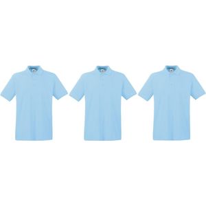 3-Pack maat XL lichtblauw polo shirt premium van katoen voor heren - Polo t-shirts voor heren