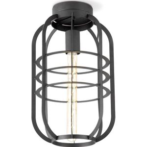 Home Sweet Home - Moderne LED Plafondlamp Nero - Zwart - 24/24/40cm - Rond - geschikt voor E27 fitting - Plafondlamp gemaakt van metaal