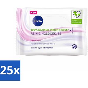 25 x NIVEA - Reinigingsdoekjes - Verzachtend - Droge Huid - Verwijdert Waterbestendige Make-up - 25 Doekjes - Amandelolie - Hydra IQ - NIVEA