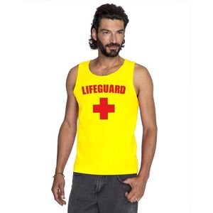 Sexy lifeguard verkleed tanktop geel heren - reddingsbrigade shirt - Verkleedkleding S
