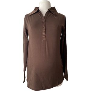 ESPRIT POLO Shirt Long sleeves Kleur: coffee, maat XXL