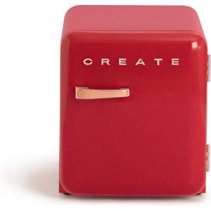 CREATE - Tafelmodel koelkast - Capaciteit 48 L - 1 planken - Handvat Rosegold - Rood - RETRO FRIDGE