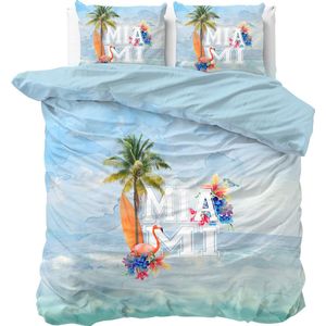Sleeptime Katoen Miami Summer - Dekbedovertrekset - Lits-Jumeaux - 240x200/220 + 2 kussenslopen 60x70 - Blauw